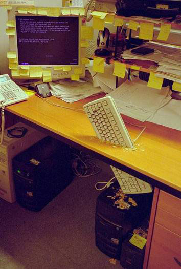 desk sawn through