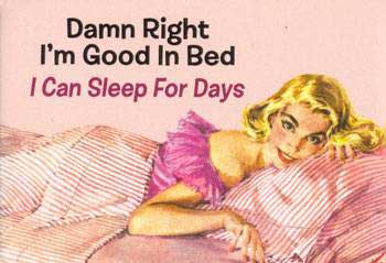 damn right im good in bed I can sleep for days