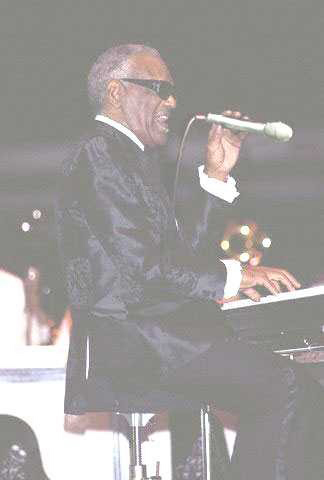 ray charles with the microphone round the wrong way