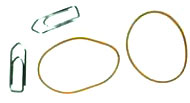 two elastic bands 2 paperclips